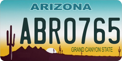 AZ license plate ABR0765