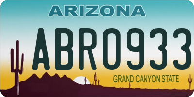 AZ license plate ABR0933