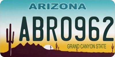 AZ license plate ABR0962