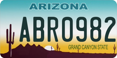 AZ license plate ABR0982