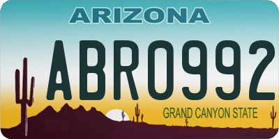 AZ license plate ABR0992