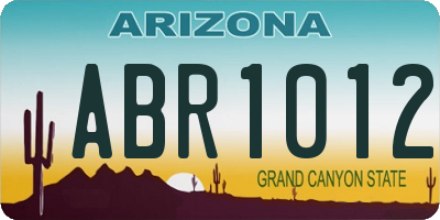 AZ license plate ABR1012