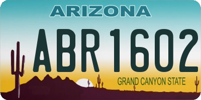 AZ license plate ABR1602