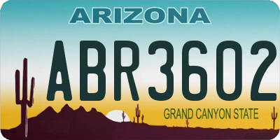 AZ license plate ABR3602