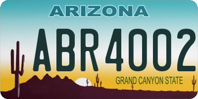AZ license plate ABR4002