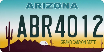 AZ license plate ABR4012