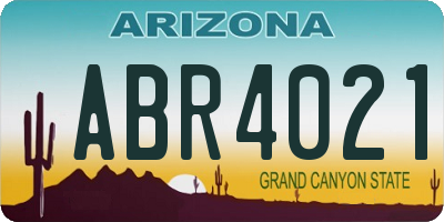 AZ license plate ABR4021