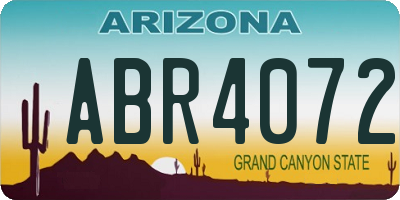 AZ license plate ABR4072