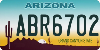 AZ license plate ABR6702