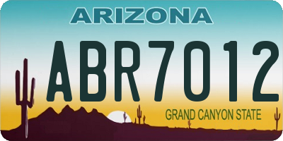 AZ license plate ABR7012