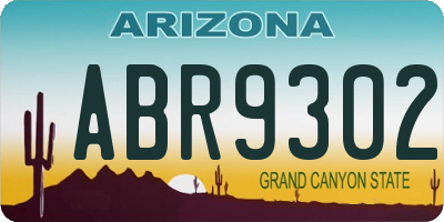 AZ license plate ABR9302