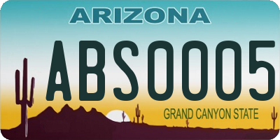 AZ license plate ABS0005