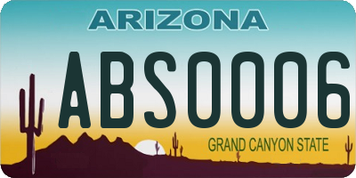 AZ license plate ABS0006