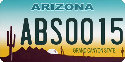AZ license plate ABS0015