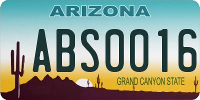 AZ license plate ABS0016