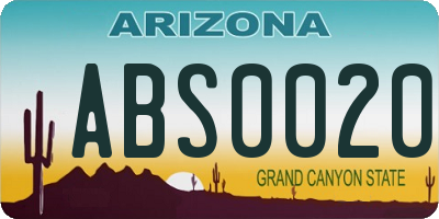 AZ license plate ABS0020
