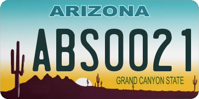 AZ license plate ABS0021