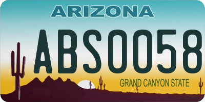 AZ license plate ABS0058