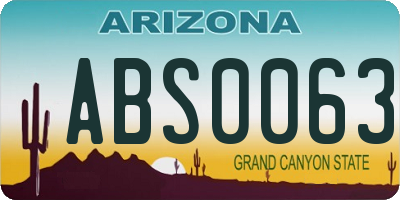 AZ license plate ABS0063