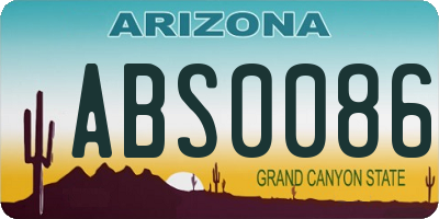 AZ license plate ABS0086