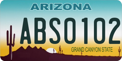 AZ license plate ABS0102