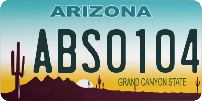 AZ license plate ABS0104