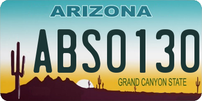 AZ license plate ABS0130