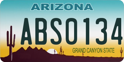 AZ license plate ABS0134