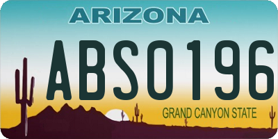 AZ license plate ABS0196