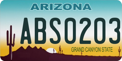AZ license plate ABS0203