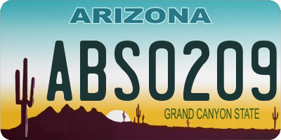 AZ license plate ABS0209
