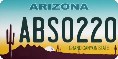 AZ license plate ABS0220