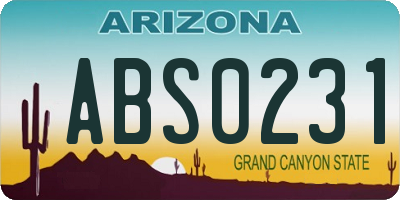 AZ license plate ABS0231