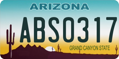 AZ license plate ABS0317