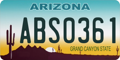 AZ license plate ABS0361