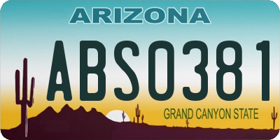 AZ license plate ABS0381