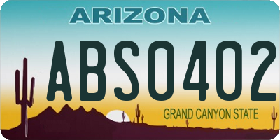 AZ license plate ABS0402