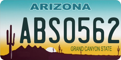 AZ license plate ABS0562
