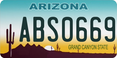 AZ license plate ABS0669