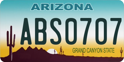 AZ license plate ABS0707