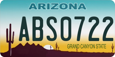 AZ license plate ABS0722