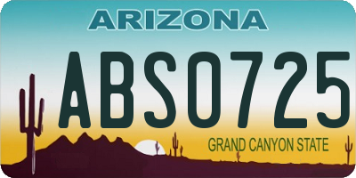 AZ license plate ABS0725