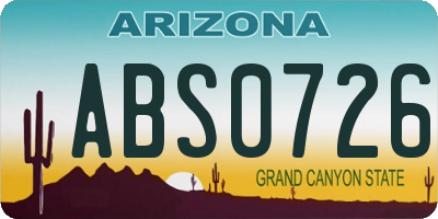 AZ license plate ABS0726