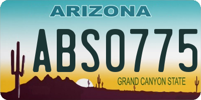 AZ license plate ABS0775