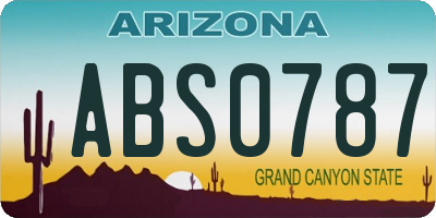 AZ license plate ABS0787