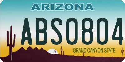 AZ license plate ABS0804