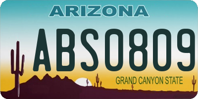 AZ license plate ABS0809