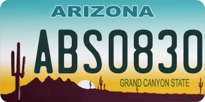 AZ license plate ABS0830