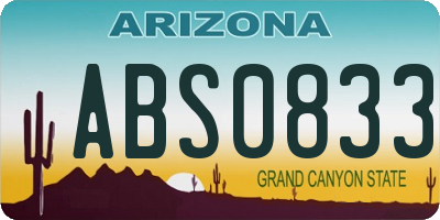 AZ license plate ABS0833