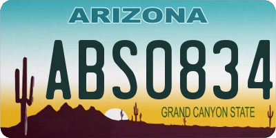 AZ license plate ABS0834